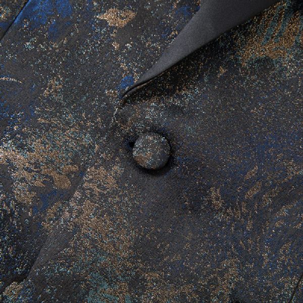Costume 3 Pièces Homme Automne / Hiver Jacquard Un Bouton Robe Cérémonie Mariage Revers Pointe - Bleu