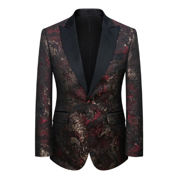 Costume 3 Pièces Homme Automne / Hiver Jacquard Un Bouton Robe Cérémonie Mariage Revers Pointe - Rouge