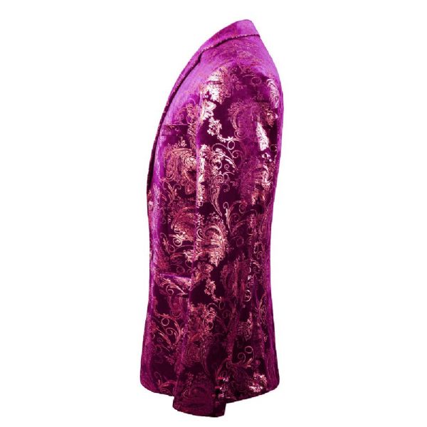 Costume 3 Pièces Homme Deux Boutons Robe Cérémonie Slim Facile D'entretien - Violet