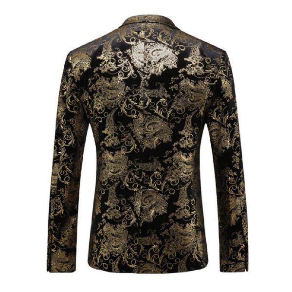 Costume 3 Pièces Homme Deux Boutons Robe Cérémonie Slim Facile D'entretien - Or