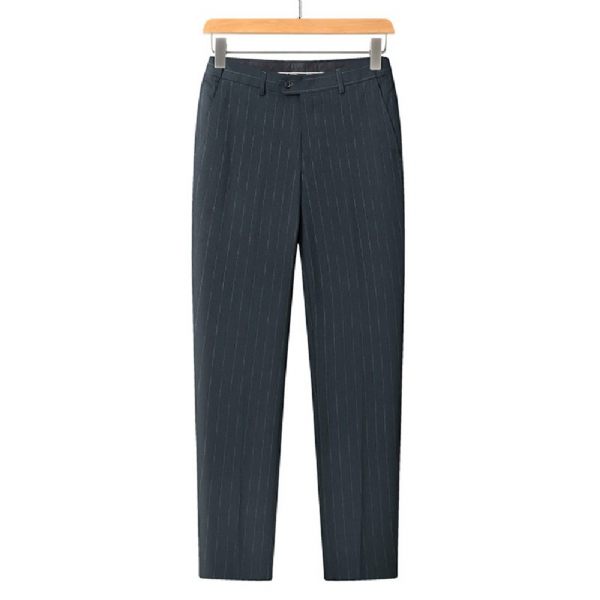 Costume 3 Pièces Homme Double Boutonnage Rayé Ample Grande Taille - Bleu