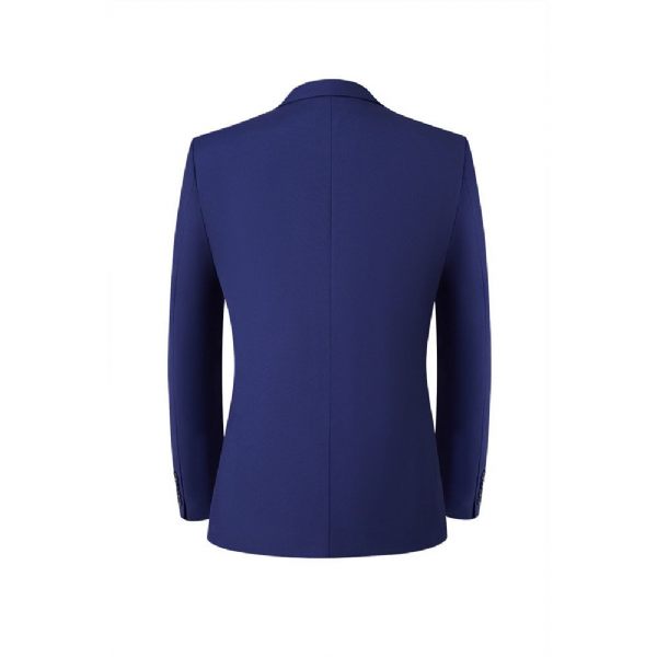 Costume 3 Pièces Homme Slim Business Moderne Deux Boutons Couleur Unie - Bleu