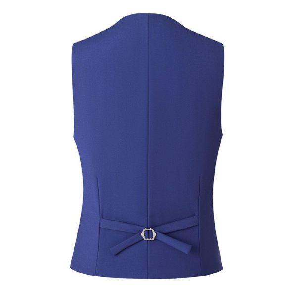 Costume 3 Pièces Homme Slim Business Moderne Deux Boutons Couleur Unie - Bleu
