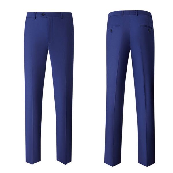 Costume 3 Pièces Homme Slim Business Moderne Deux Boutons Couleur Unie - Bleu
