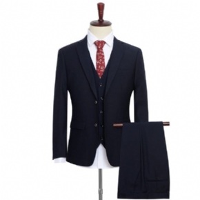 Costume 3 Pièces Pour Hommes D'affaires Moderne Mariage Deux Boutons Couleur Unie Grande Taille