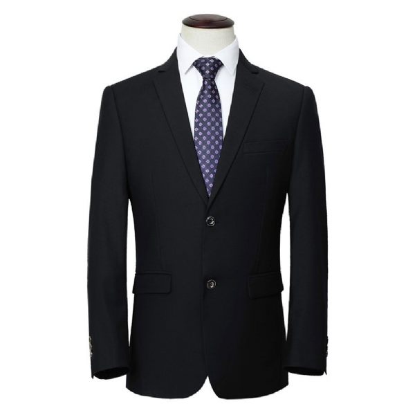 Costume 3 Pièces Pour Hommes D'affaires Moderne Mariage Deux Boutons Couleur Unie Grande Taille - Noir