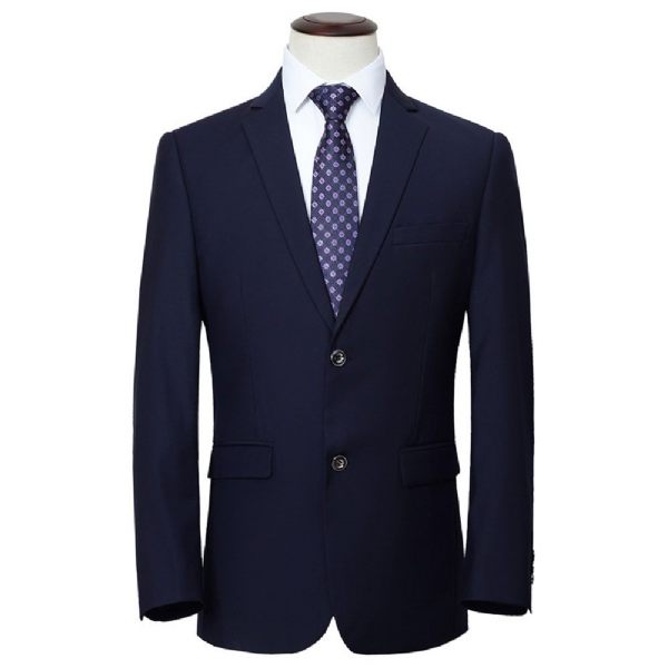 Costume 3 Pièces Pour Hommes D'affaires Moderne Mariage Deux Boutons Couleur Unie Grande Taille - Bleu Foncé