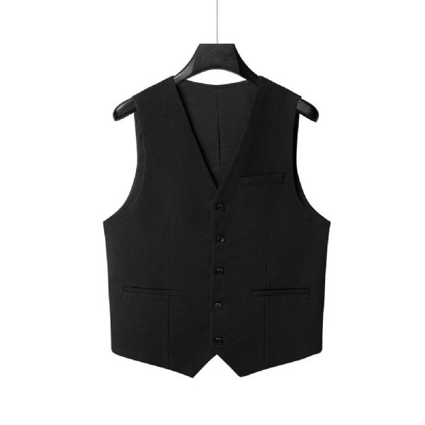 Costume 3 Pièces Pour Hommes Double Boutonnage Tenue Mariage Moderne Élastique Ample Surdimensionné - Noir