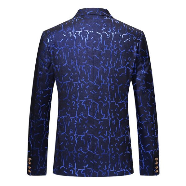 Costume 3 Pièces Pour Hommes Grandes Et Croisé Motif Floral - Bleu
