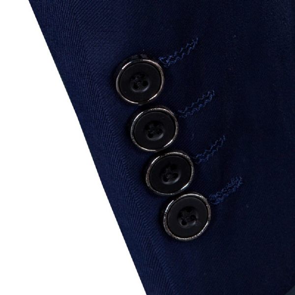 Costume 3 Pièces Pour Hommes Grands Et Un Bouton Robe Formelle Bloc Couleur - Bleu Foncé