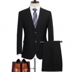 Costume 3 Pièces Pour Hommes Robe Formelle À Deux Boutons Slim Couleur Unie Grande Taille