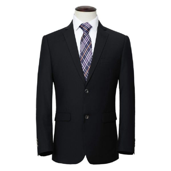 Costume 3 Pièces Pour Hommes Robe Formelle À Deux Boutons Slim Couleur Unie Grande Taille - Noir