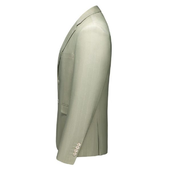 Costume 3 Pièces Pour Hommes Vêtements Formels Motif À Rayures Simple Boutonnage Deux Boutons - Vert