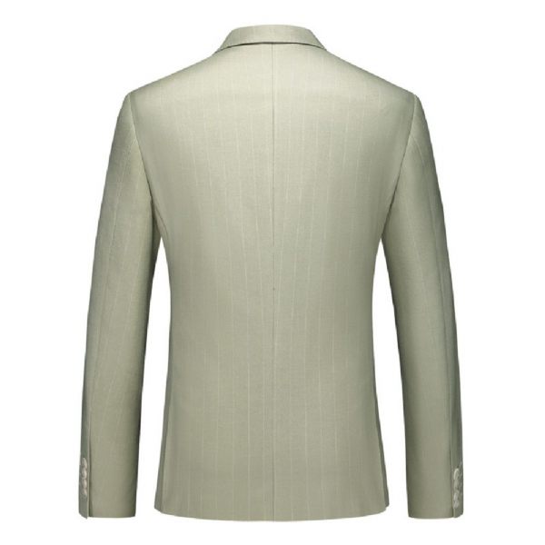 Costume 3 Pièces Pour Hommes Vêtements Formels Motif À Rayures Simple Boutonnage Deux Boutons - Vert