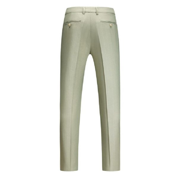 Costume 3 Pièces Pour Hommes Vêtements Formels Motif À Rayures Simple Boutonnage Deux Boutons - Vert