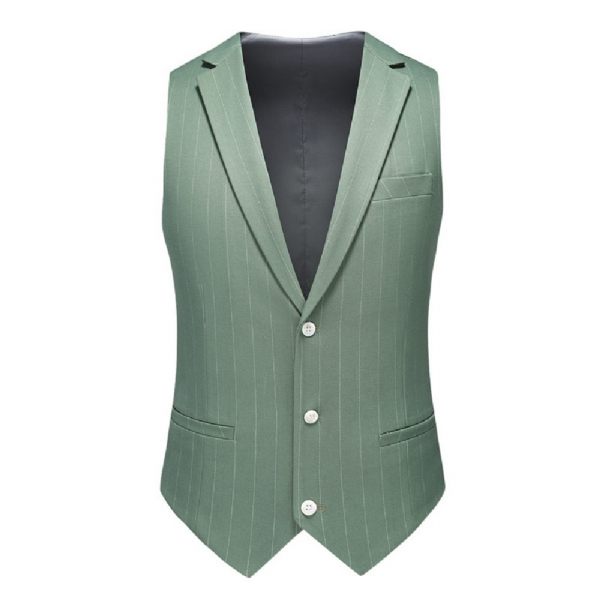 Costume 3 Pièces Pour Hommes Vêtements Formels Motif À Rayures Simple Boutonnage Deux Boutons Élégant - Vert