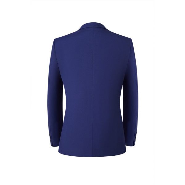 Costume 3 Pièces Pour Hommes Vêtements Formels Slim Business Moderne Couleur Unie Un Bouton - Bleu