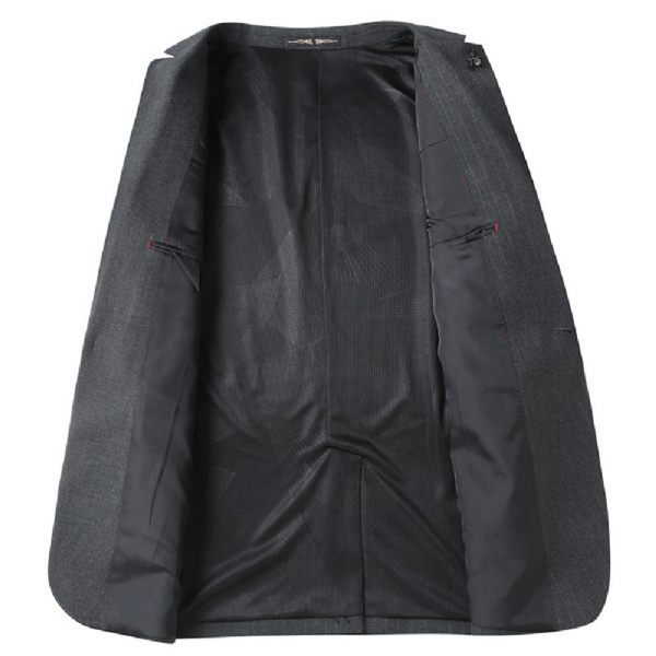 Costume Surdimensionné 2 Pièces Pour Hommes Ample Un Bouton Couleur Unie - Gris