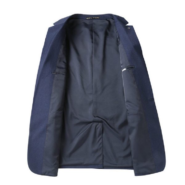 Costume Surdimensionné 2 Pièces Pour Hommes Un Bouton Épais Couleur Unie Ample - Bleu Foncé