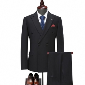Costume Surdimensionné 3 Pièces Pour Hommes Moderne Croisé Couleur Unie