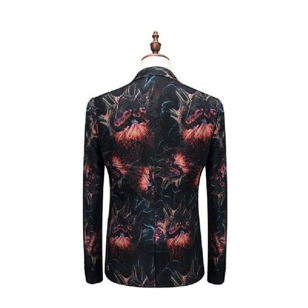 Costume Surdimensionné 3 Pièces Pour Hommes Motif Floral Un Bouton Robe Formelle - Rouge