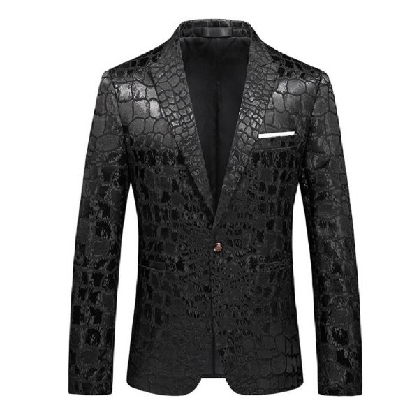 Homme Blazer Manteau Sport Mince Un Bouton Col Plat / Revers Pointe Motif Crocodile