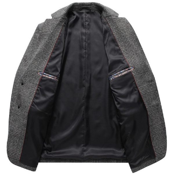 Homme Blazer Sport Manteau Automne / Hiver Laine Plaid Deux Boutons - Gris