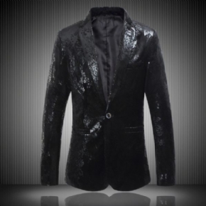 Homme Blazer Sport Manteau Automne / Hiver Mince Motif Floral Un Bouton Grande Taille