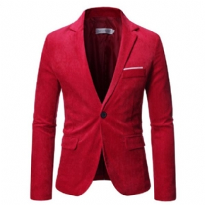 Homme Blazer Sport Manteau Automne / Hiver Velours Côtelé Mince Un Bouton Poches À Rabat