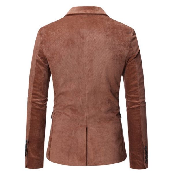Homme Blazer Sport Manteau Automne / Hiver Velours Côtelé Mince Un Bouton Poches À Rabat - Kaki