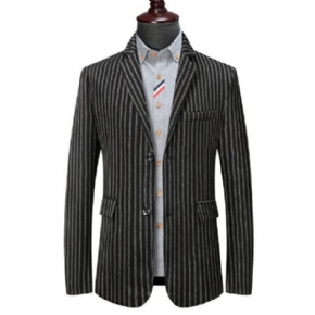Homme Blazer Sport Manteau Rayure Automne / Hiver Col Plat Poches À Rabat Deux Boutons