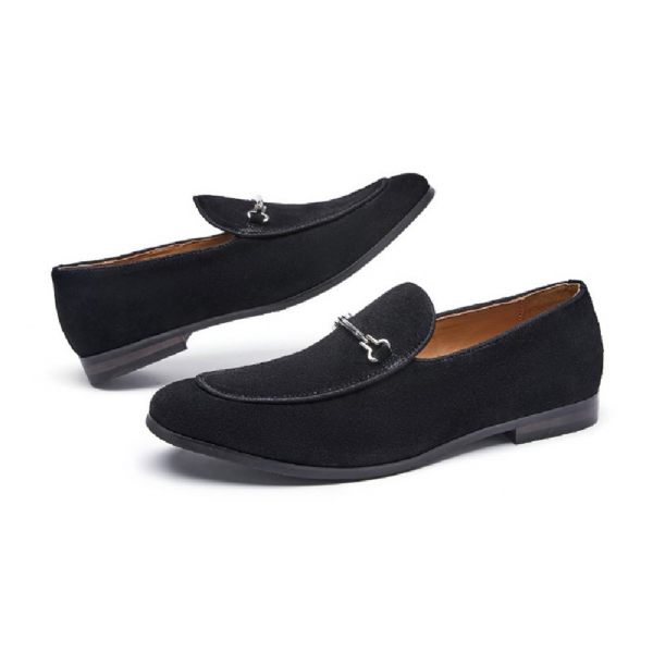 Mocassins Homme Cuir Nubuck Bout Rond - Noir