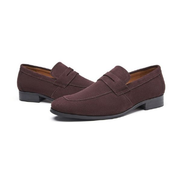 Mocassins Pour Hommes Nubuck Cuir Vache Talon Fer À Cheval - Brun